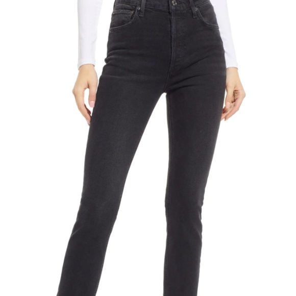 Agolde Denim - AGOLDE Riley High Waist Straight Leg Cropped Organic Cotton Blend Jeans Sz 26